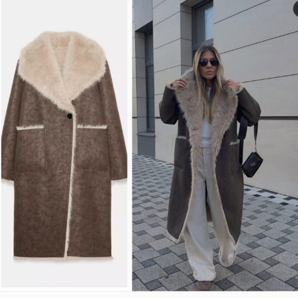 ZARA REVERSIBLE DOUBLE-FACED FAUX FUR COAT - Picture 4 of 14